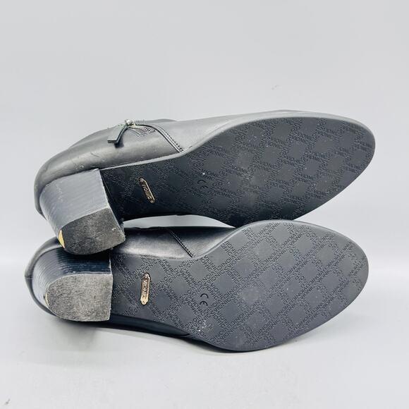 Vionic Boots Womens 8.5 Black Leather Taber Ankle Booties Side Zip Heel Comfort - Picture 8 of 10